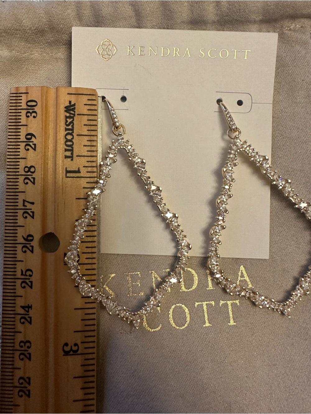 Kendra Scott Crystal Teardrop Statement Earrings in Gold - Picture 7 of 7